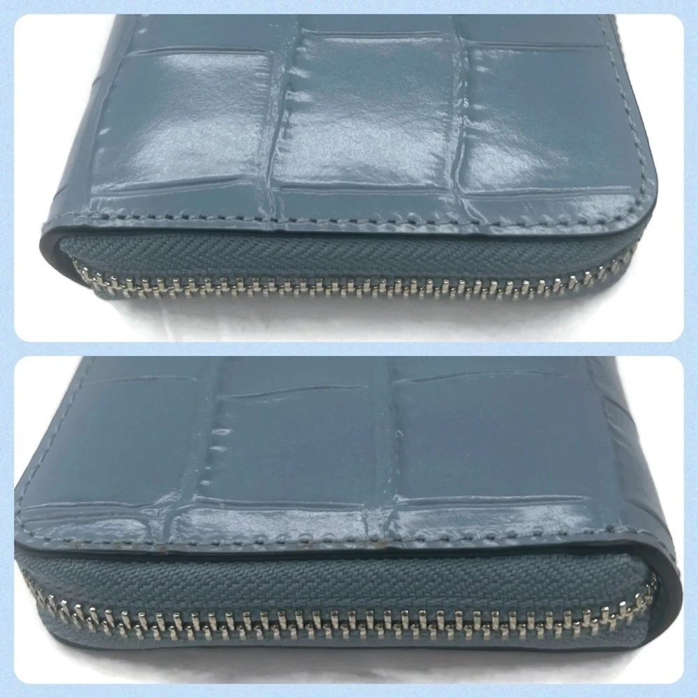 Coach Blue Leather Croc Full-Sized Wallet